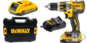   Akkus, 18V Compact, kefe nélküli ütvefúró-csavarozó 2db 2.0Ah-s akku, töltő, 13mm, koffer