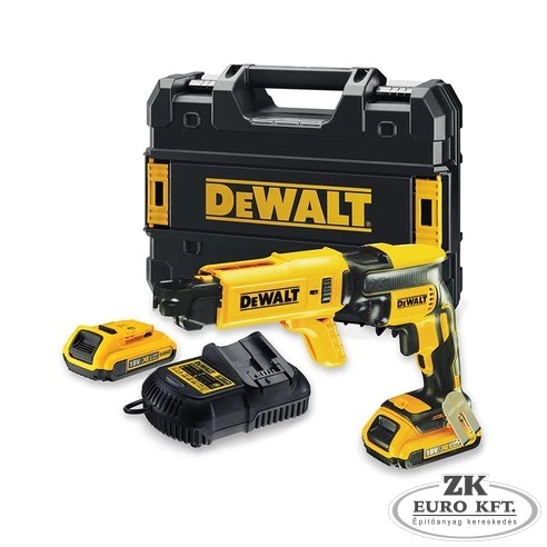 DEWALT 18 V XR LI-ION KEFE NÉLKÜLI GIPSZKARTONCSAVAROZÓ 2 x 2 Ah AKKUMULÁTORRAL és TÖLTŐVEL TSTAK KOMPATIBILIS KOFFERBEN