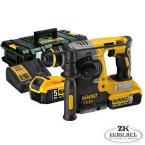   Akkus, 18V-os XR kefe nélküli SDS-Plus fúró-vésőkalapács, 2db 5.0 Ah Li-Ion akku, TSTAK II-ben