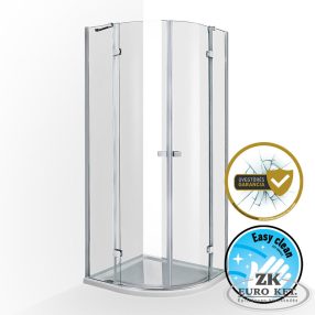   Wellis Arno két nyílóajtós íves kabin, Easy Cleannel, üvegtörés garanciával 90x90x200