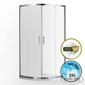   Wellis Caprera két tolóajtós íves zuhanykabin, Easy Cleannel, üvegtörés garanciával 90x90x185